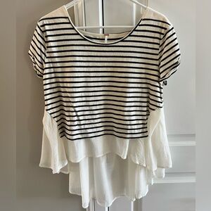Free People Striped & Sheer Flowy Tunic- Gently Worn Medium